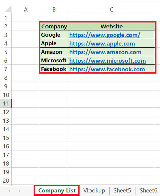 Hyperlink in Excel