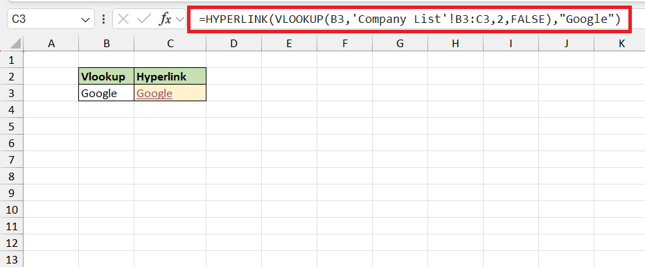 Hyperlink in Excel