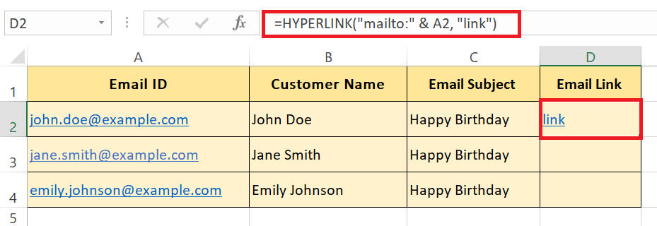 Hyperlink in Excel