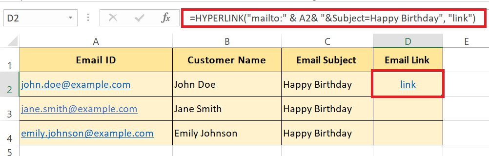 Hyperlink in Excel