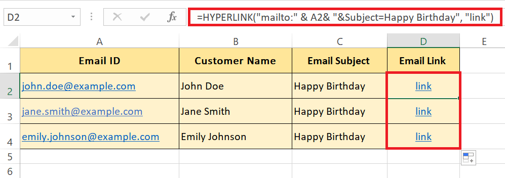 Hyperlink in Excel