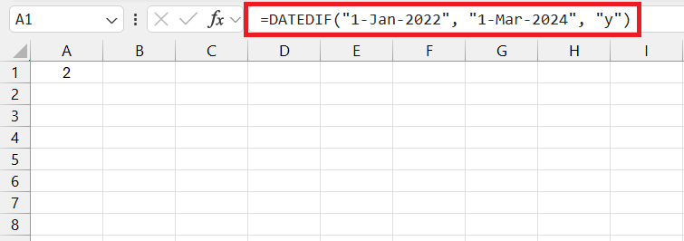 Datedif to calculate date difference