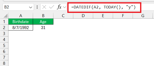 Datedif to calculate date difference