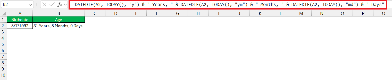 Datedif to calculate date difference