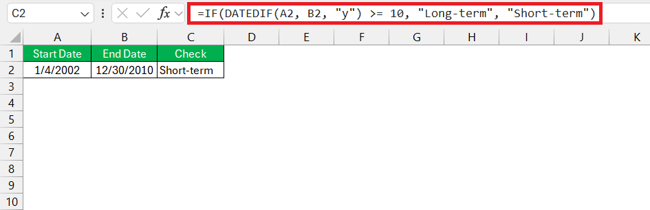 Datedif to calculate date difference