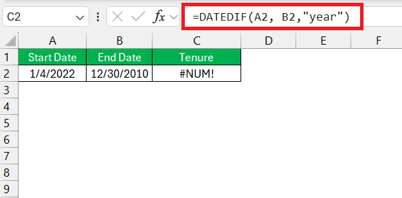 Datedif to calculate date difference