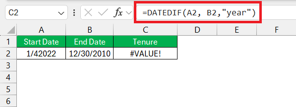 Datedif to calculate date difference