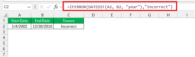 Datedif to calculate date difference