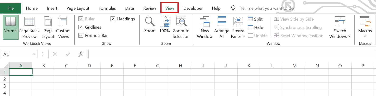 split screen in excel