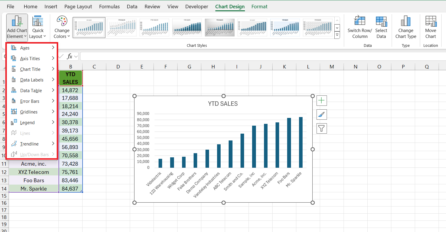 How to add Axis Labels in Excel