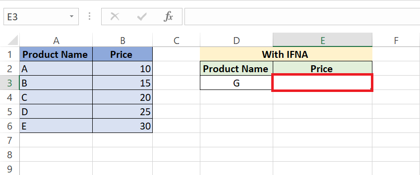 IFNA in Excel