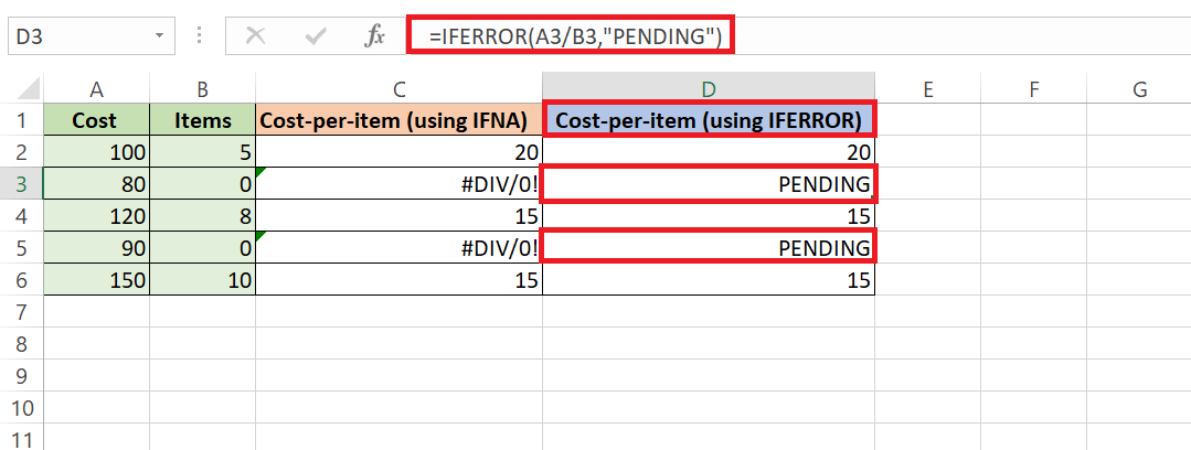 IFNA in Excel