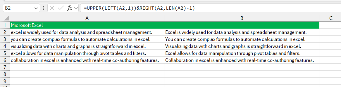 excel capitalize first letter