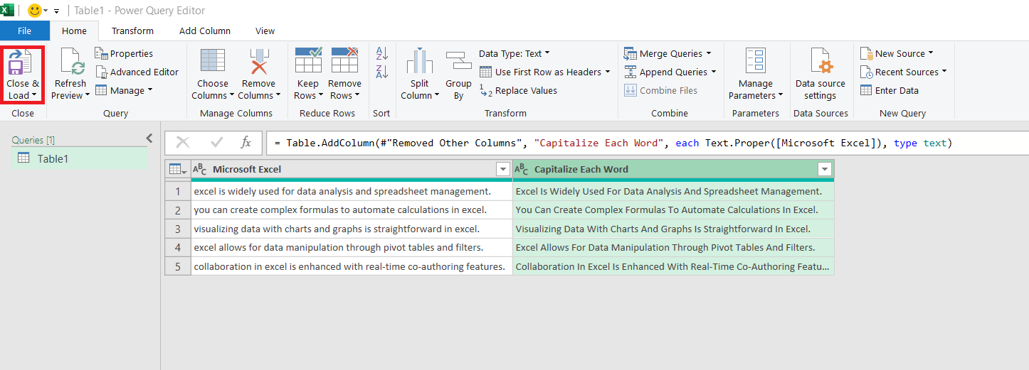 excel capitalize first letter