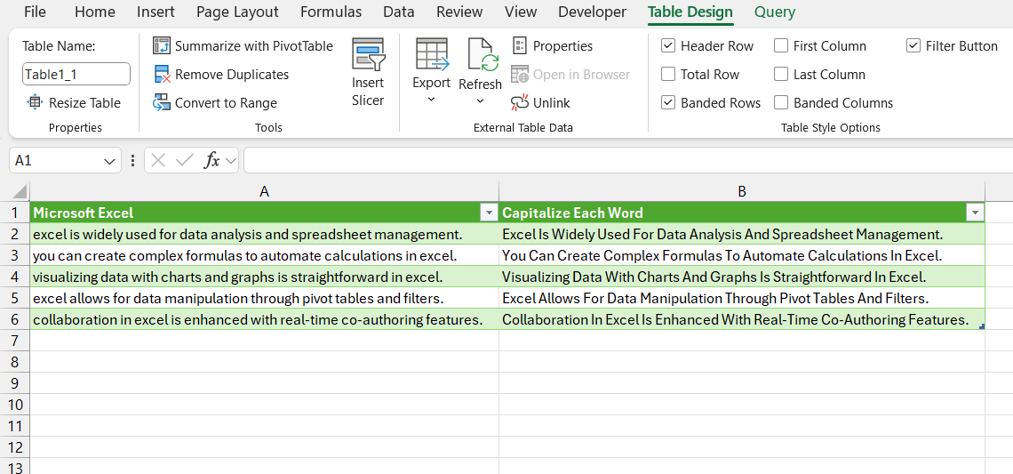 excel capitalize first letter