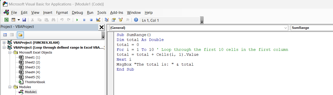 Loop Through Defined Ranges