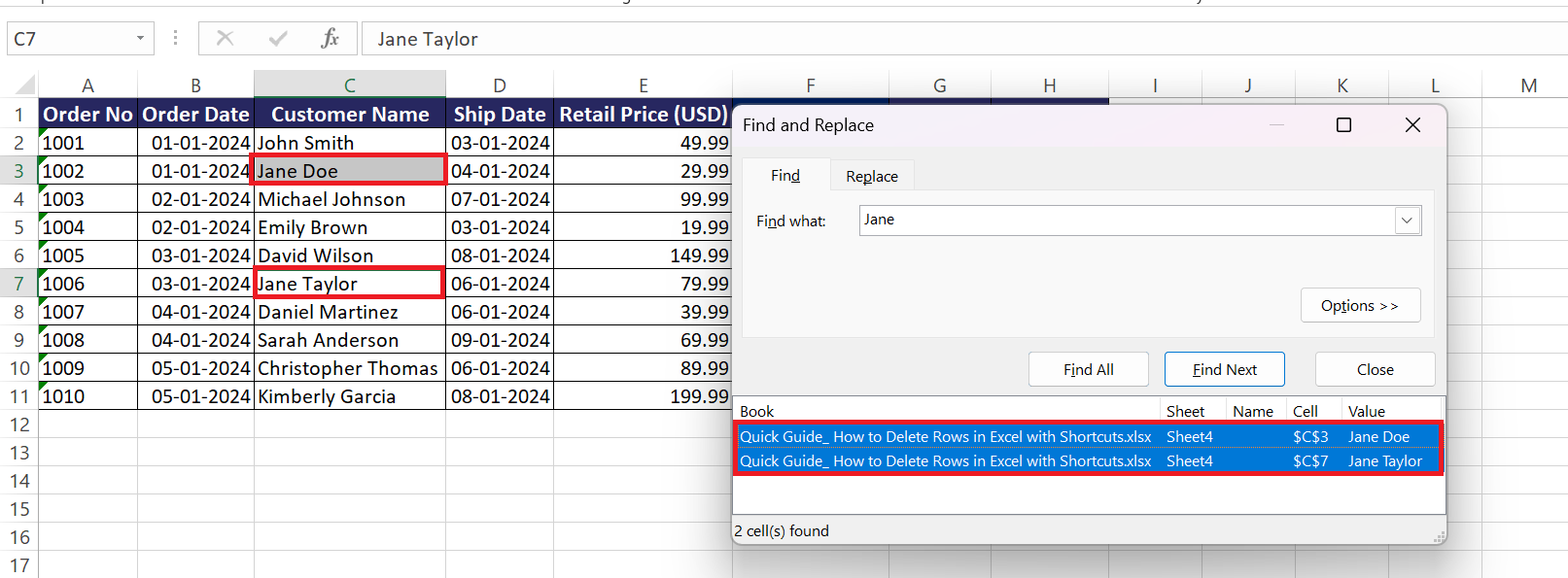 How to Delete Rows in Excel