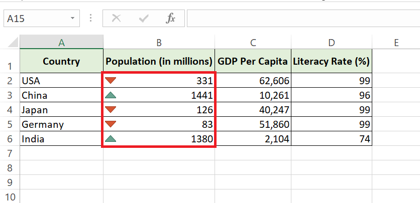 Excel Icon Sets