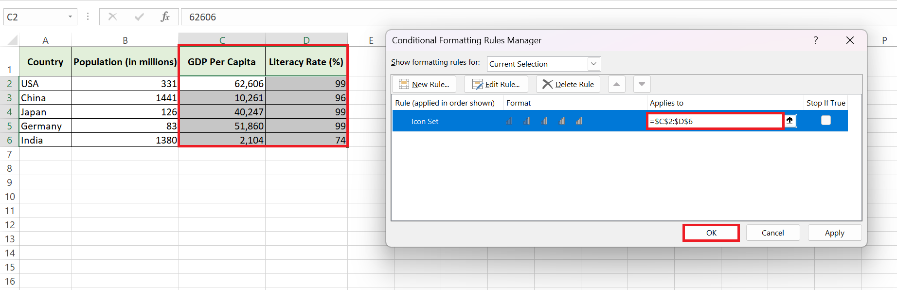 Excel Icon Sets