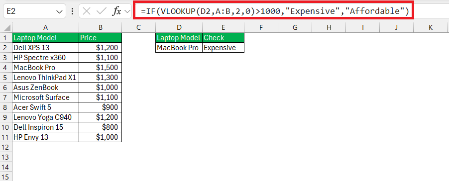 VLOOKUP and IF in Excel