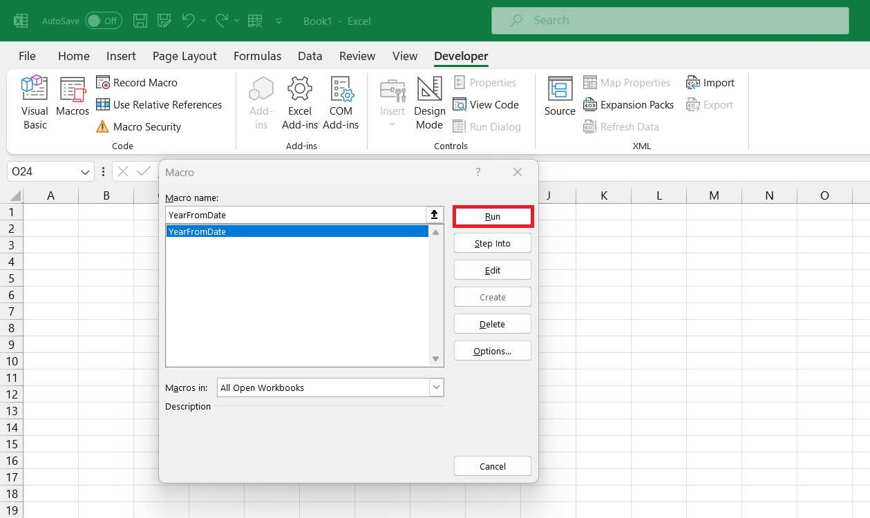 DATEPART in excel vba