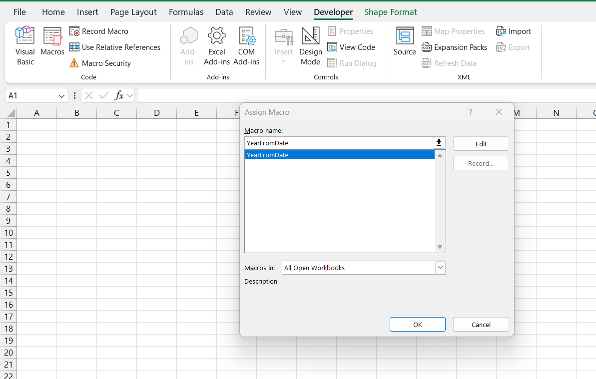 DATEPART in excel vba