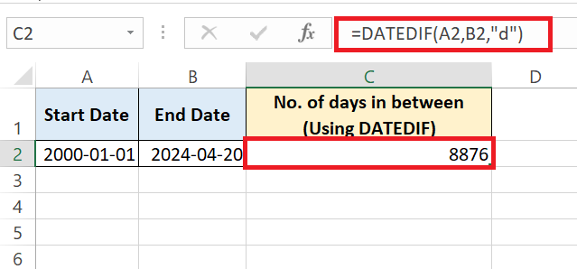 How to calculate days between dates in Excel