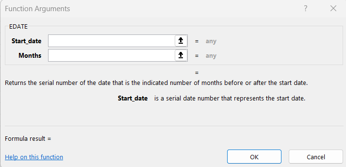 EDATE formula in Excel