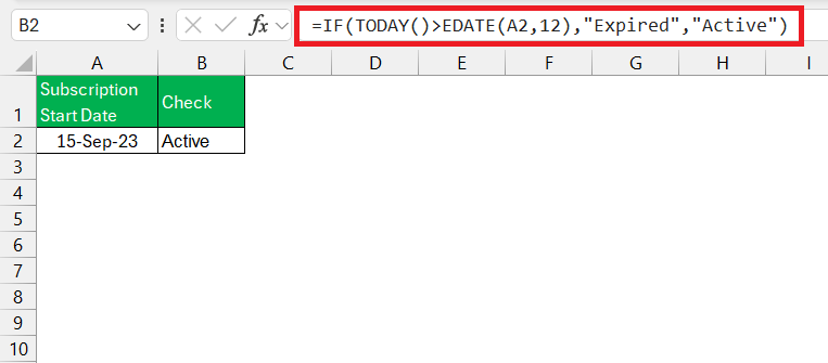 EDATE formula in Excel