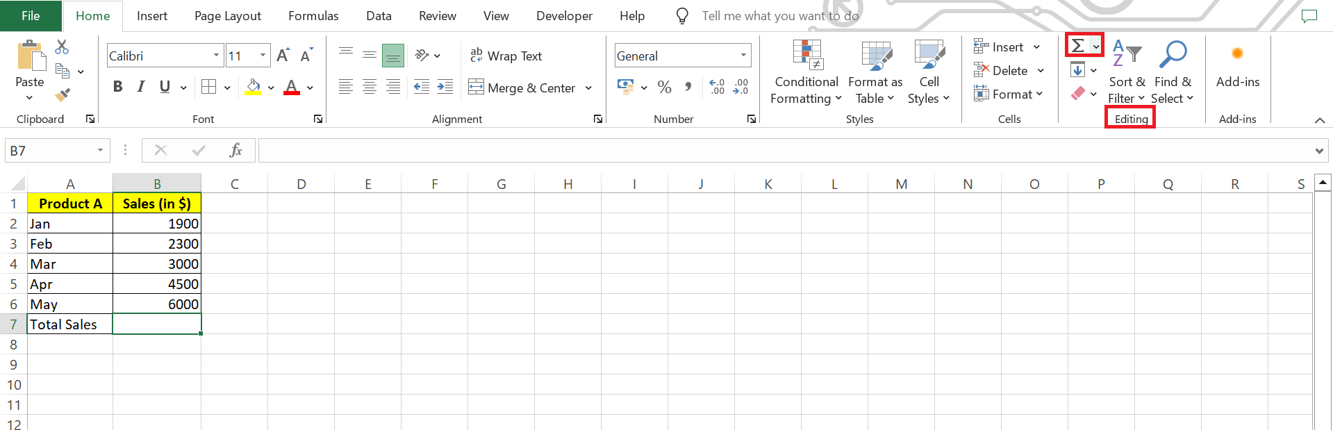 autosum in excel