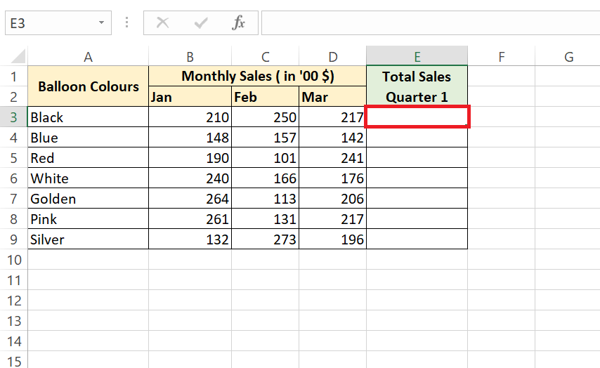 autosum in excel