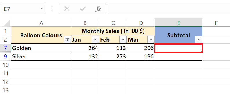 autosum in excel