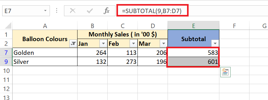 autosum in excel