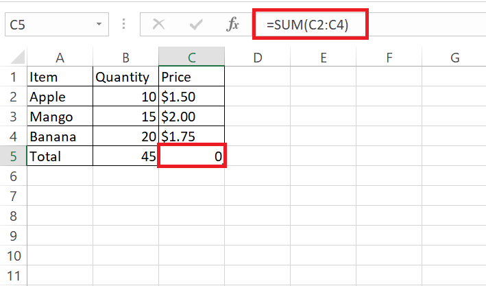 autosum in excel