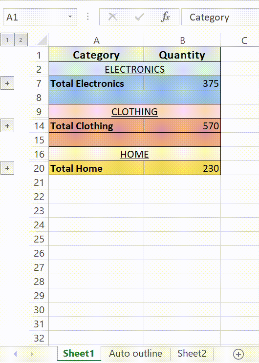 group row in excel