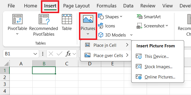 insert logo in Excel