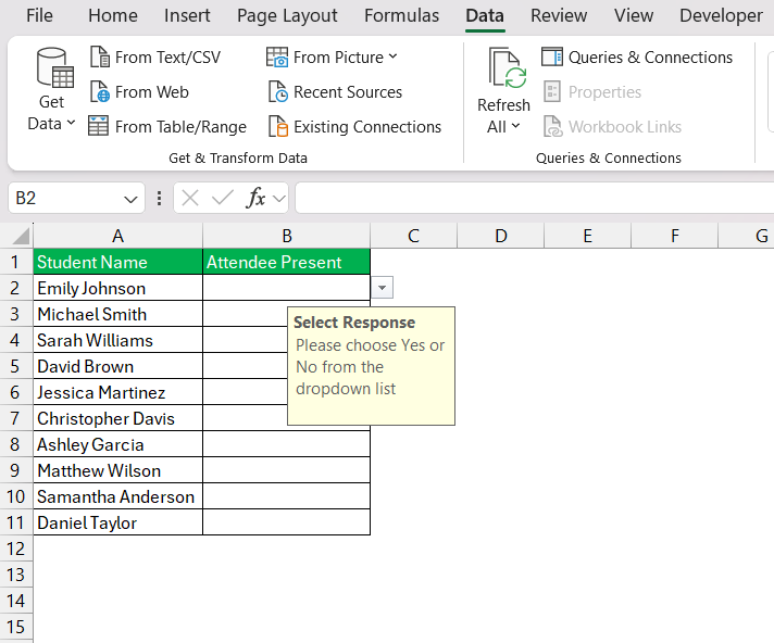 Yes Or No Checkbox In Excel