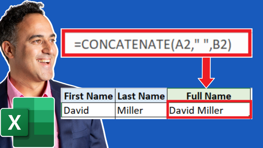 Concatenate cells in excel