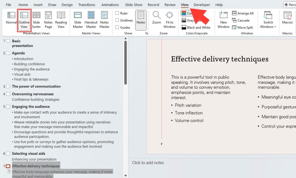 Print PowerPoint Outlines