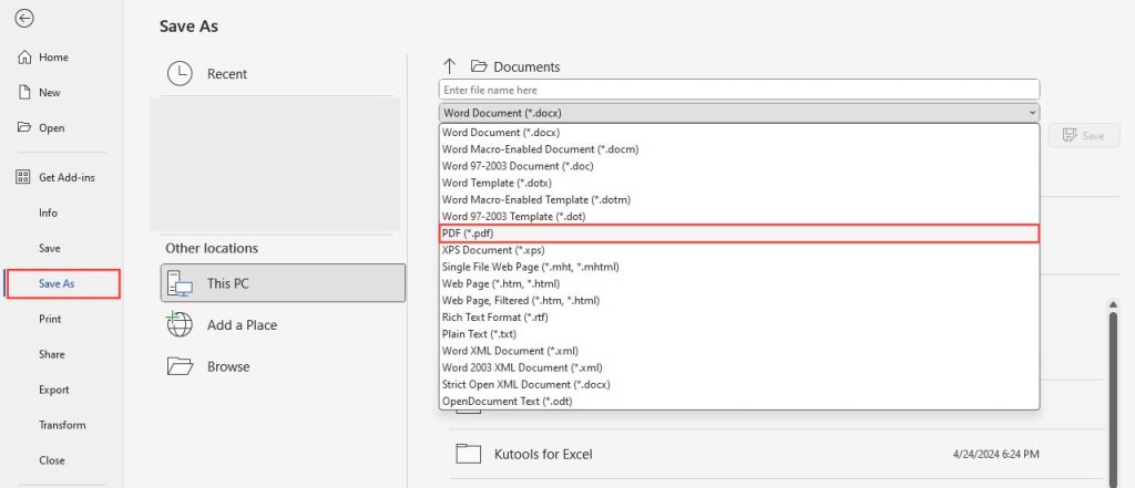 Word files to pdf