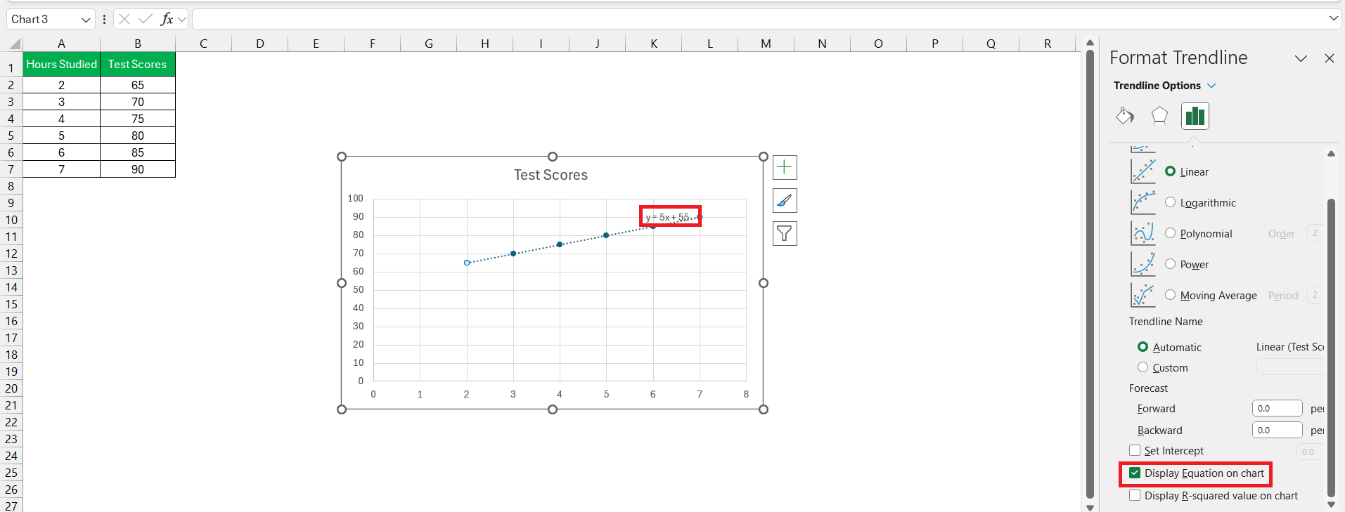 Find Slope of Tangent Line in Excel