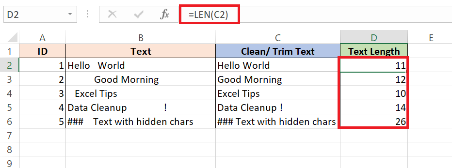 Find Longest Text in Excel