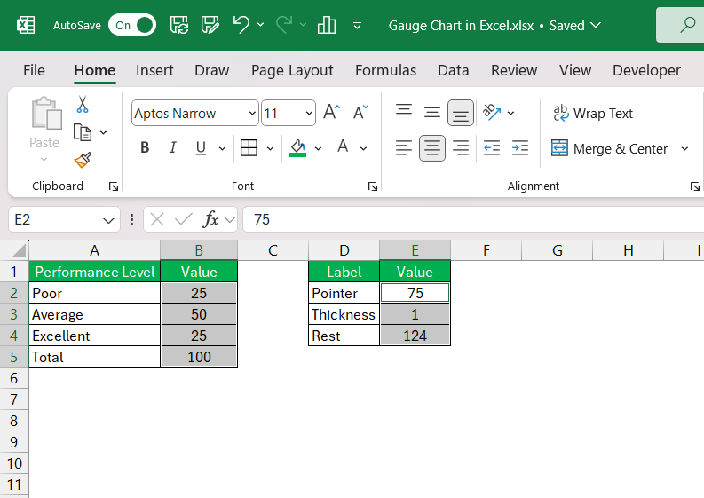 Gauge Chart in Excel