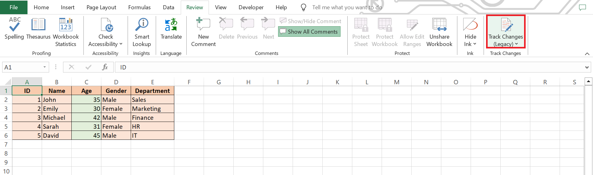 Track Changes in Excel