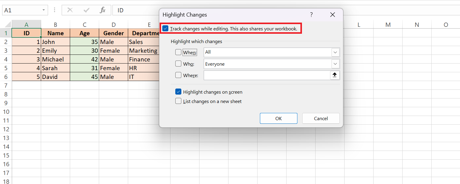 Track Changes in Excel