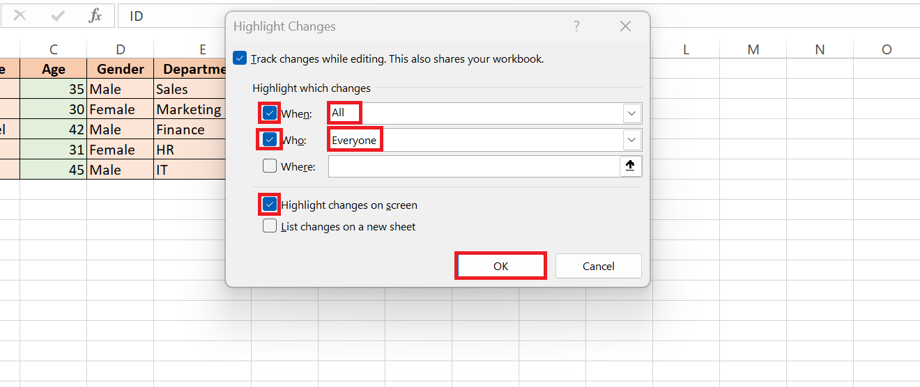 Track Changes in Excel