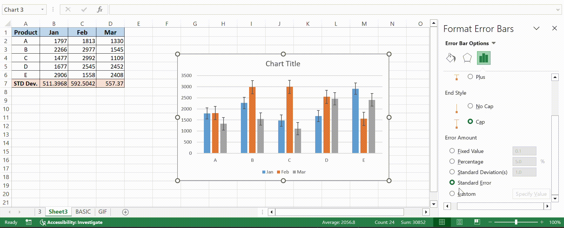 How to Add Error Bars in Excel
