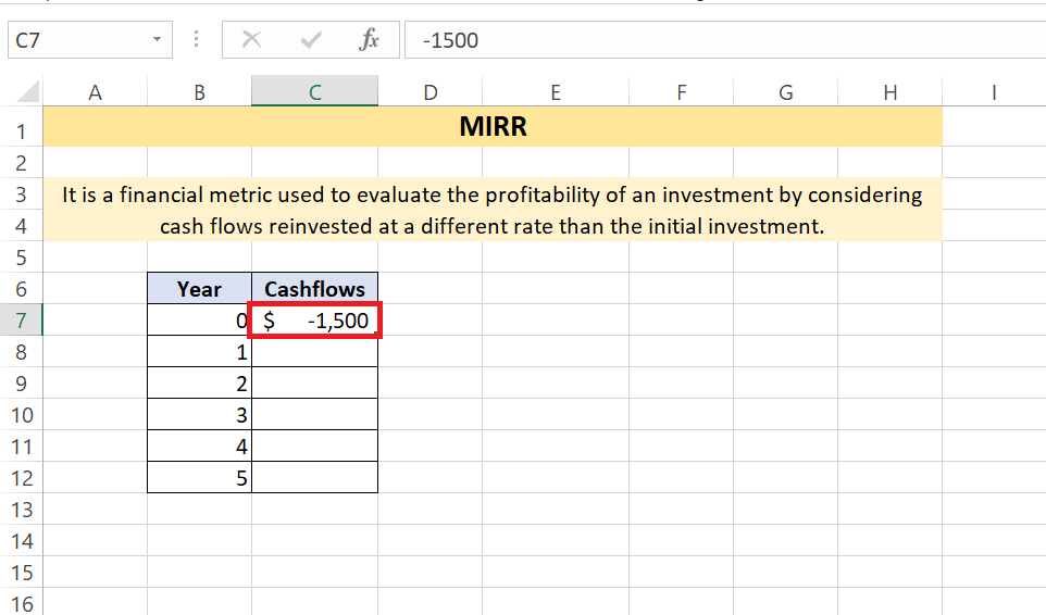 Excel MIRR Function
