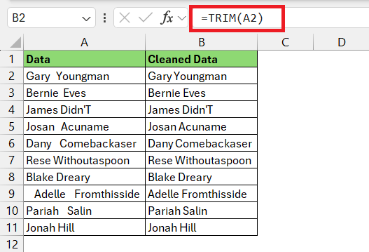 Remove Whitespace in Regex Excel