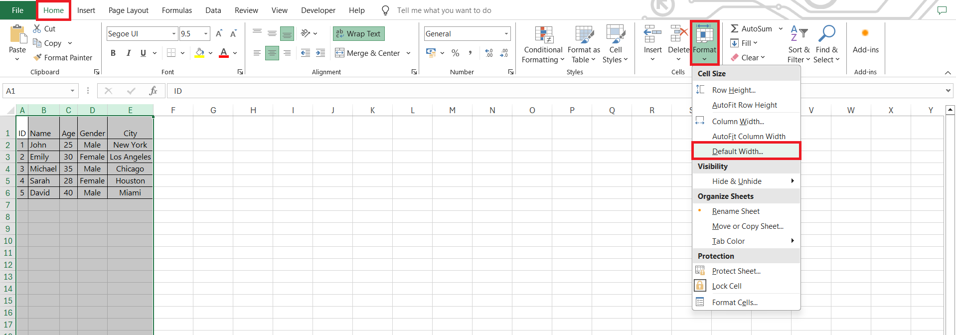 how to adjust column width in excel